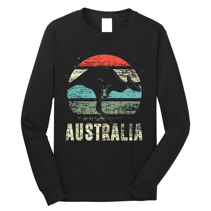 Kangaroo Aussie Zoo Animal Lover Retro Australia Long Sleeve Shirt