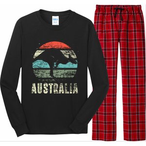 Kangaroo Aussie Zoo Animal Lover Retro Australia Long Sleeve Pajama Set