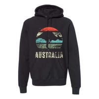 Kangaroo Aussie Zoo Animal Lover Retro Australia Premium Hoodie