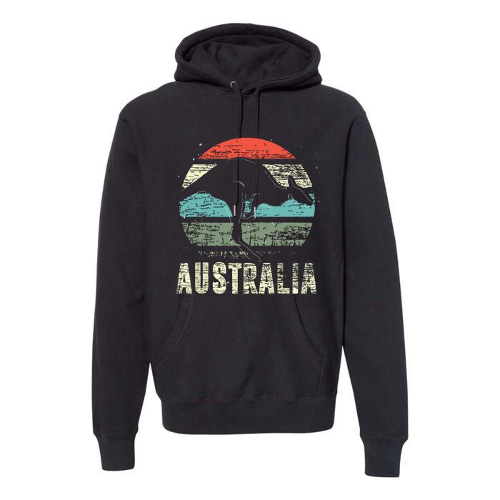 Kangaroo Aussie Zoo Animal Lover Retro Australia Premium Hoodie