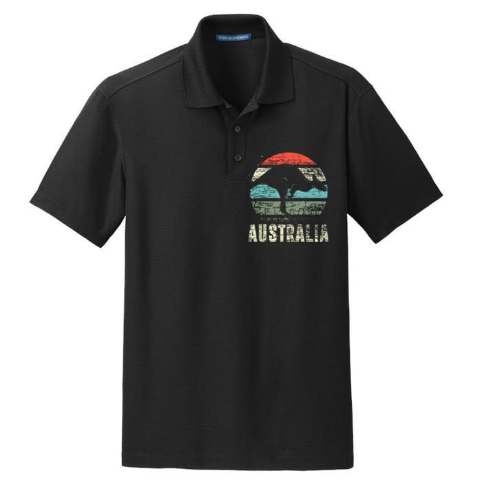 Kangaroo Aussie Zoo Animal Lover Retro Australia Dry Zone Grid Polo