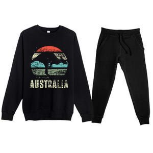 Kangaroo Aussie Zoo Animal Lover Retro Australia Premium Crewneck Sweatsuit Set