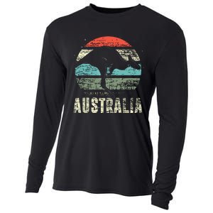 Kangaroo Aussie Zoo Animal Lover Retro Australia Cooling Performance Long Sleeve Crew