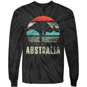 Kangaroo Aussie Zoo Animal Lover Retro Australia Tie-Dye Long Sleeve Shirt