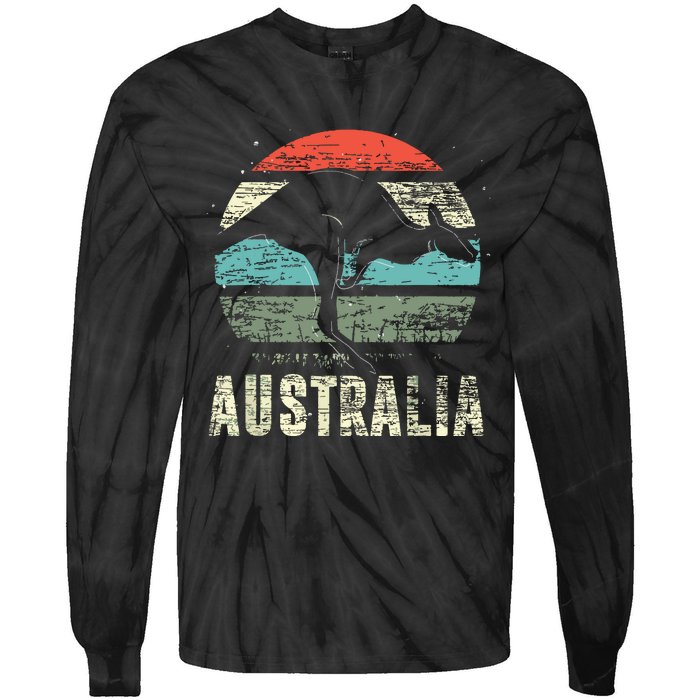 Kangaroo Aussie Zoo Animal Lover Retro Australia Tie-Dye Long Sleeve Shirt