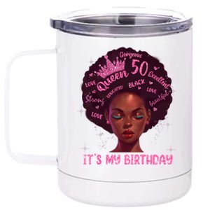 Kdpw Black 50th Birthday Afro Its My Birthday Queens Funny Gift 12 oz Stainless Steel Tumbler Cup