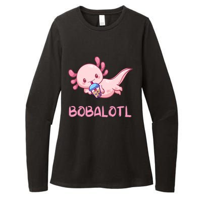 Kawaii Bobalotl Axolotl Bubble Boba Tea Womens CVC Long Sleeve Shirt