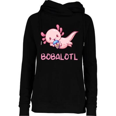 Kawaii Bobalotl Axolotl Bubble Boba Tea Womens Funnel Neck Pullover Hood