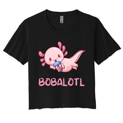 Kawaii Bobalotl Axolotl Bubble Boba Tea Women's Crop Top Tee