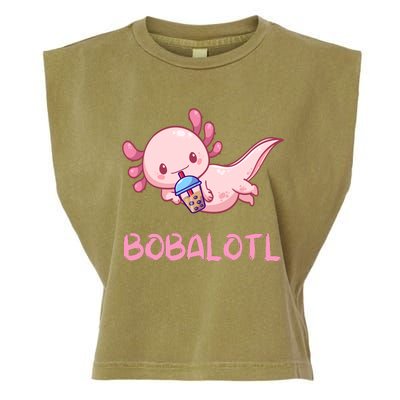 Kawaii Bobalotl Axolotl Bubble Boba Tea Garment-Dyed Women's Muscle Tee