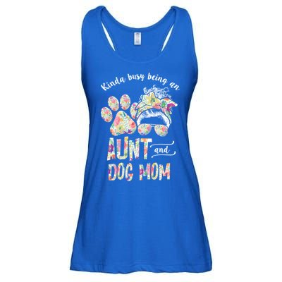 Kinda Busy An Aunt And A Dog Mom Mother's Day Great Gift Ladies Essential Flowy Tank