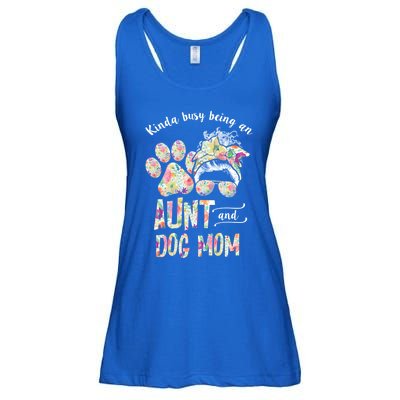 Kinda Busy An Aunt And A Dog Mom Mother's Day Great Gift Ladies Essential Flowy Tank