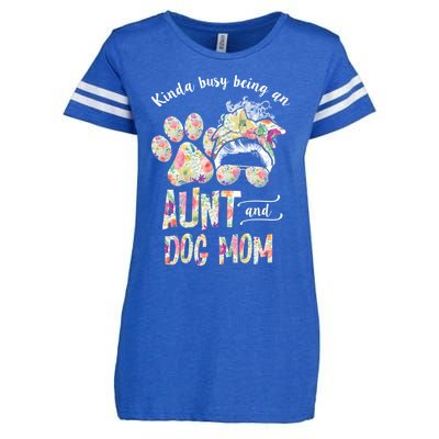 Kinda Busy An Aunt And A Dog Mom Mother's Day Great Gift Enza Ladies Jersey Football T-Shirt