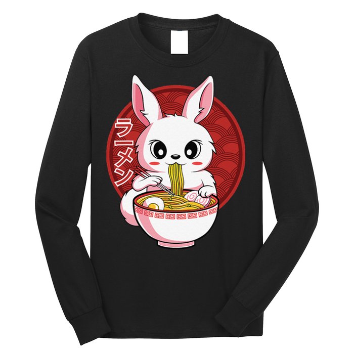 Kawaii Bunny Anime Ra Japanese Noodles Rabbit Lover Long Sleeve Shirt