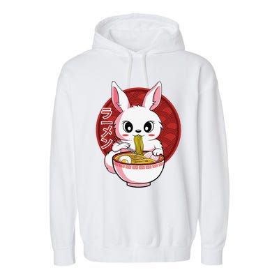 Kawaii Bunny Anime Ra Japanese Noodles Rabbit Lover Garment-Dyed Fleece Hoodie