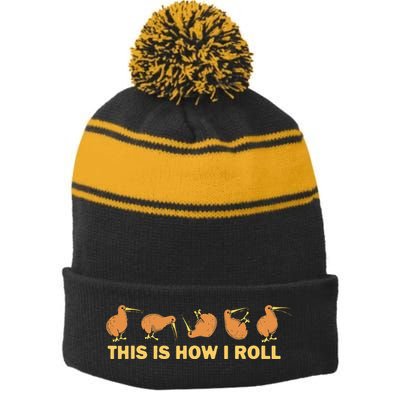 Kiwi Bird Australia Souvenir This Is How I Roll Kiwi Stripe Pom Pom Beanie