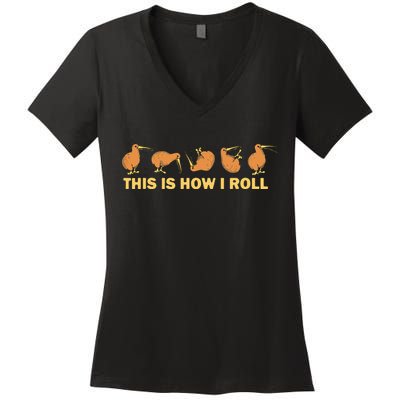 Kiwi Bird Australia Souvenir This Is How I Roll Kiwi Women's V-Neck T-Shirt