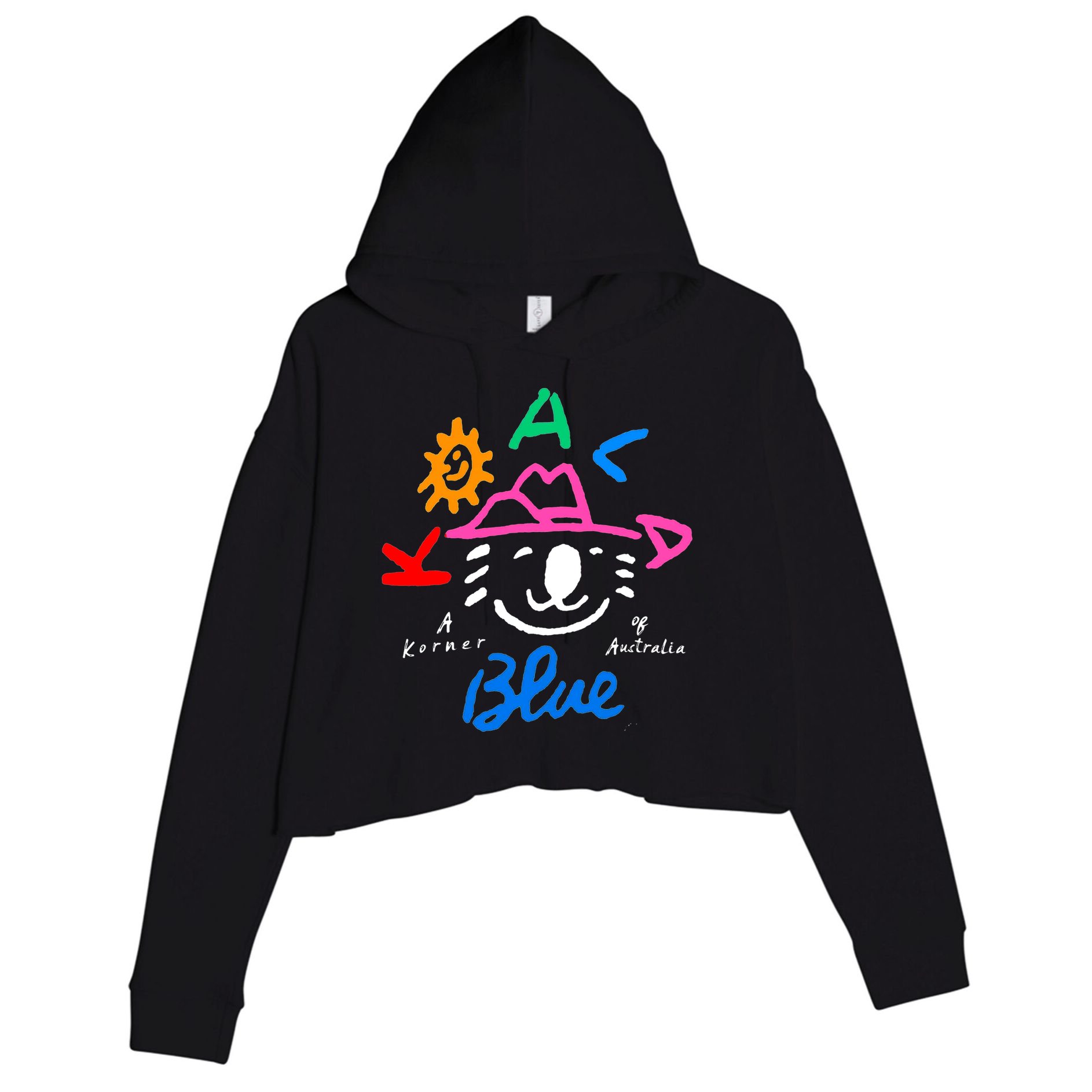 Koala Blue Australia Cute Rip Olivia Crop Fleece Hoodie