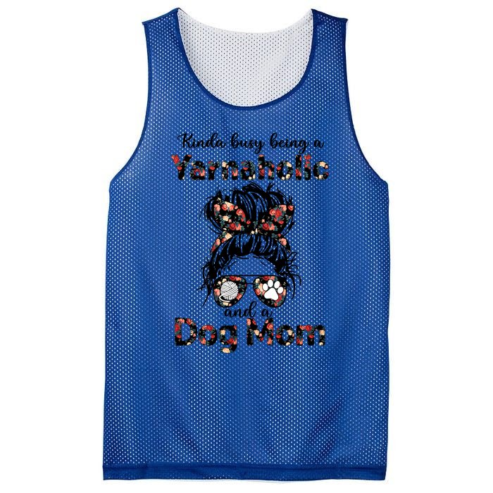 Kinda Busy Being A Yarnaholic And A Dog Mom Crocheting Lover Gift Mesh Reversible Basketball Jersey Tank