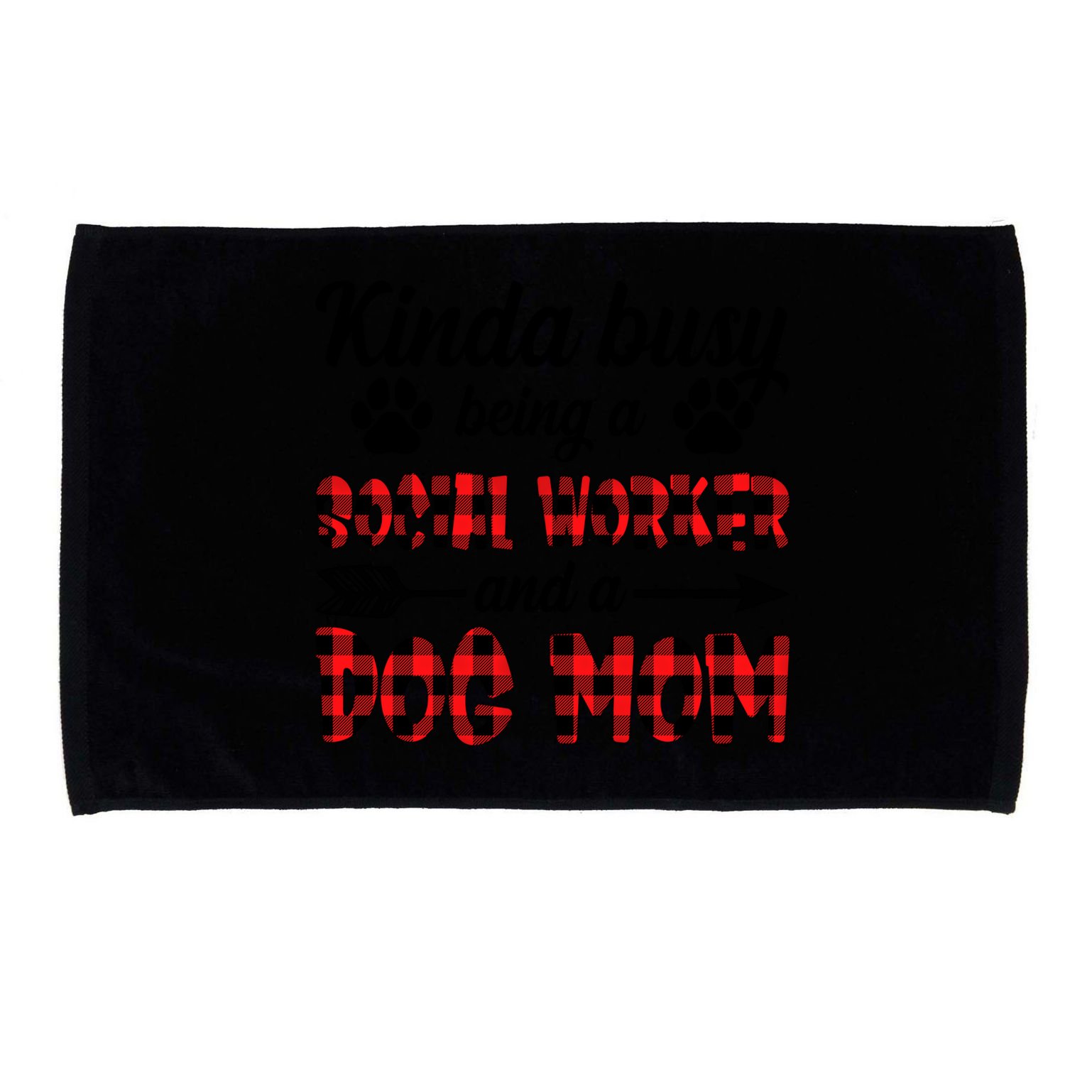 Kinda Busy Being A Social Worker And A Dog Mom Funny Gift Microfiber Hand Towel