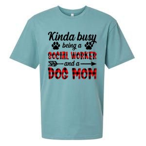 Kinda Busy Being A Social Worker And A Dog Mom Funny Gift Sueded Cloud Jersey T-Shirt