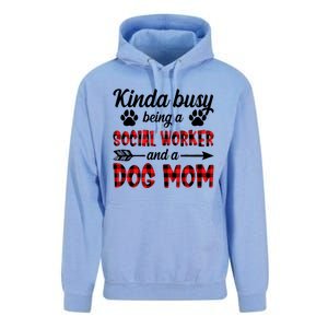 Kinda Busy Being A Social Worker And A Dog Mom Funny Gift Unisex Surf Hoodie