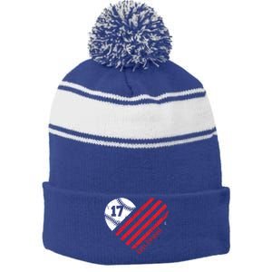 Kris Bryant Baseball Flag Heart Gift Cute Gift Stripe Pom Pom Beanie