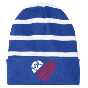 Kris Bryant Baseball Flag Heart Gift Cute Gift Striped Beanie with Solid Band