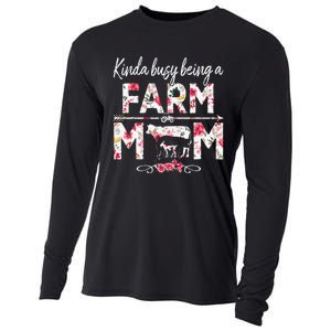 Kinda Busy Being A Farm Mom Funny Farm Mom Mother's Day Cooling Performance Long Sleeve Crew