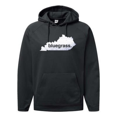 Kentucky Bluegrass Bluegrass Map Of Kentucky Performance Fleece Hoodie