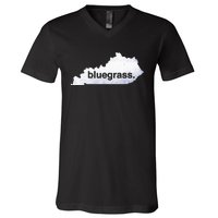 Kentucky Bluegrass Bluegrass Map Of Kentucky V-Neck T-Shirt