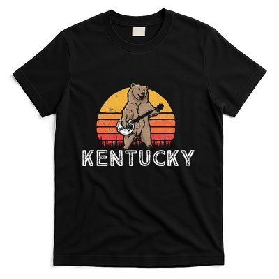 Kentucky Bluegrass Banjo Bear Funny Retro Graphic T-Shirt