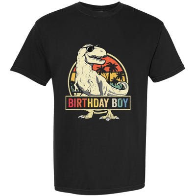 Kids Birthday Boy Dino T Rex Dinosaur Matching Family Garment-Dyed Heavyweight T-Shirt