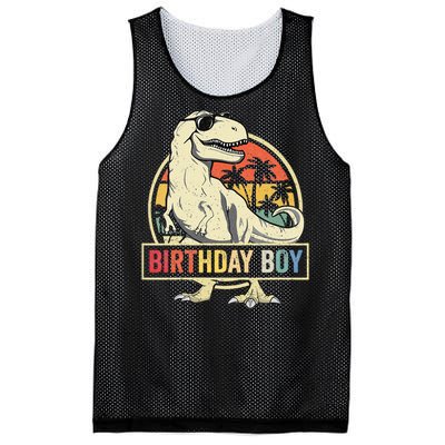 Kids Birthday Boy Dino T Rex Dinosaur Matching Family Mesh Reversible Basketball Jersey Tank