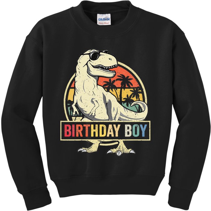 Kids Birthday Boy Dino T Rex Dinosaur Matching Family Kids Sweatshirt