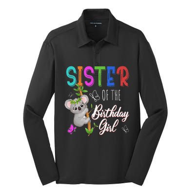 Koala Bear Birthday Sister Of The Birthday Koalas Bday Silk Touch Performance Long Sleeve Polo