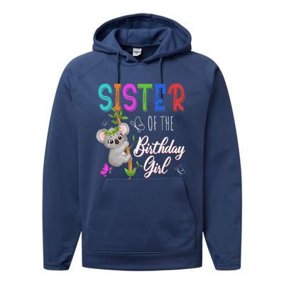 Koala Bear Birthday Sister Of The Birthday Koalas Bday Performance Fleece Hoodie