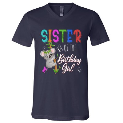 Koala Bear Birthday Sister Of The Birthday Koalas Bday V-Neck T-Shirt