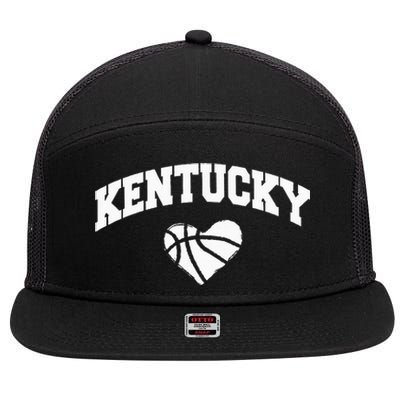 Kentucky Blue Basketball Heart Design 7 Panel Mesh Trucker Snapback Hat