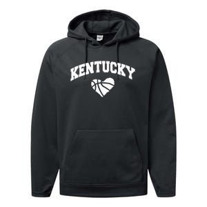 Kentucky Blue Basketball Heart Design Performance Fleece Hoodie