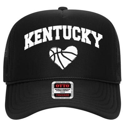 Kentucky Blue Basketball Heart Design High Crown Mesh Back Trucker Hat