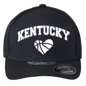 Kentucky Blue Basketball Heart Design Flexfit Unipanel Trucker Cap