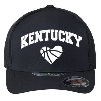 Kentucky Blue Basketball Heart Design Flexfit Unipanel Trucker Cap