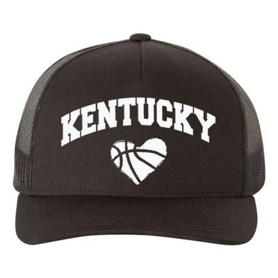 Kentucky Blue Basketball Heart Design Yupoong Adult 5-Panel Trucker Hat