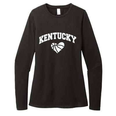 Kentucky Blue Basketball Heart Design Womens CVC Long Sleeve Shirt