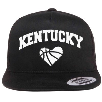 Kentucky Blue Basketball Heart Design Flat Bill Trucker Hat