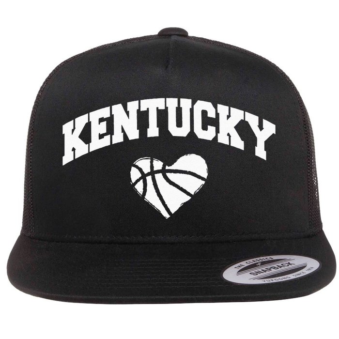 Kentucky Blue Basketball Heart Design Flat Bill Trucker Hat