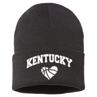 Kentucky Blue Basketball Heart Design Sustainable Knit Beanie