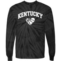 Kentucky Blue Basketball Heart Design Tie-Dye Long Sleeve Shirt