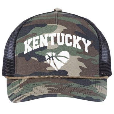 Kentucky Blue Basketball Heart Design Retro Rope Trucker Hat Cap